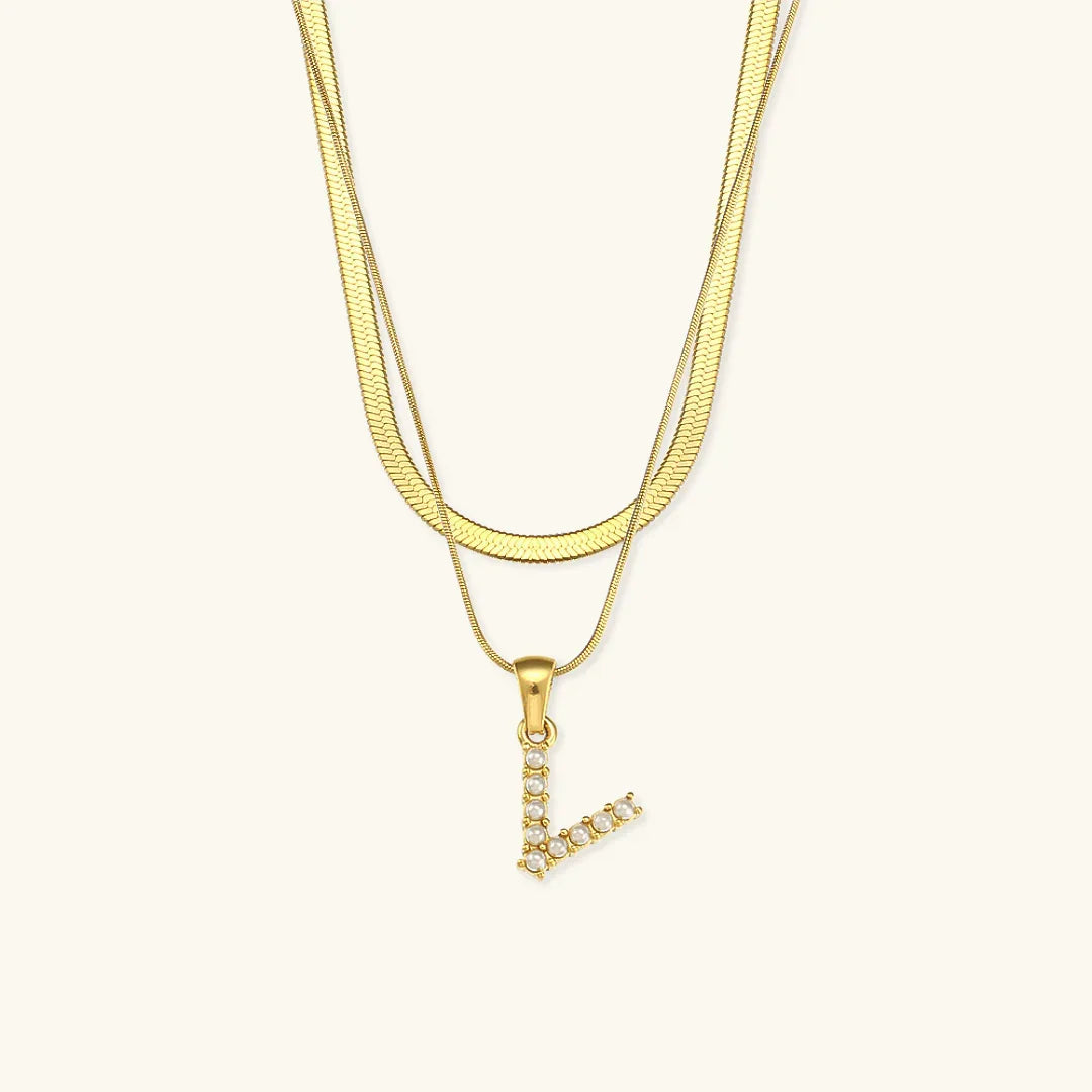 [Amore]Fiona Layered Gold Initial Letter Necklace