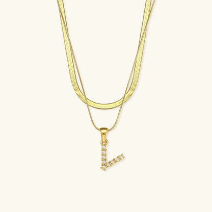 [Amore]Fiona Layered Gold Initial Letter Necklace
