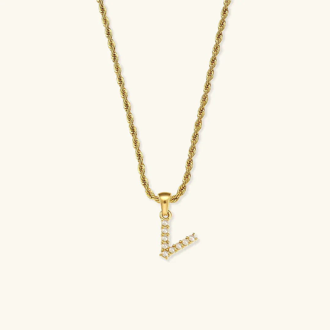 [Amore]Elodie Initial Letter Pearl Necklace