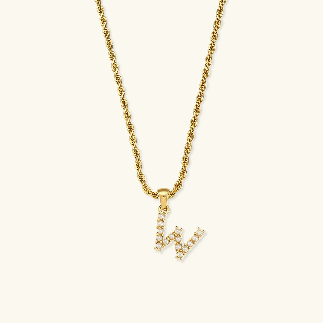 [Amore]Elodie Initial Letter Pearl Necklace