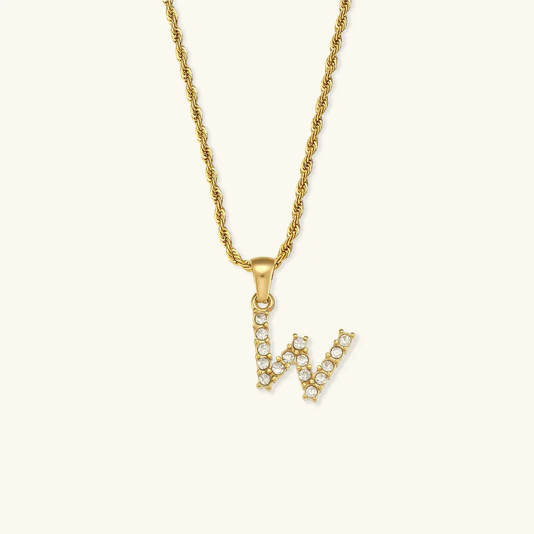 [Amore]Maeve Letter Initial Diamond Necklace