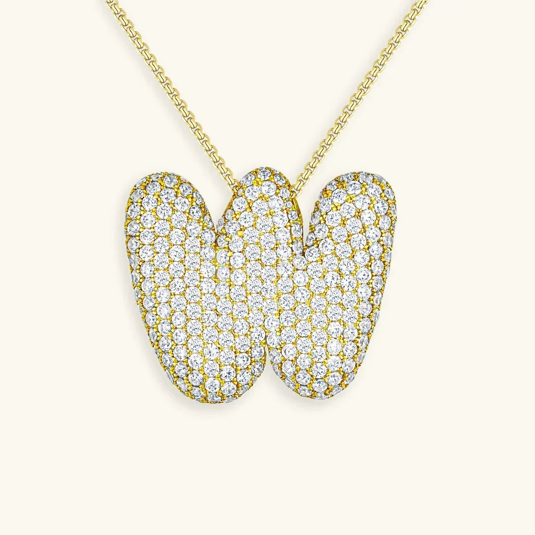 [Amore]Bubble Initial Diamond Necklace