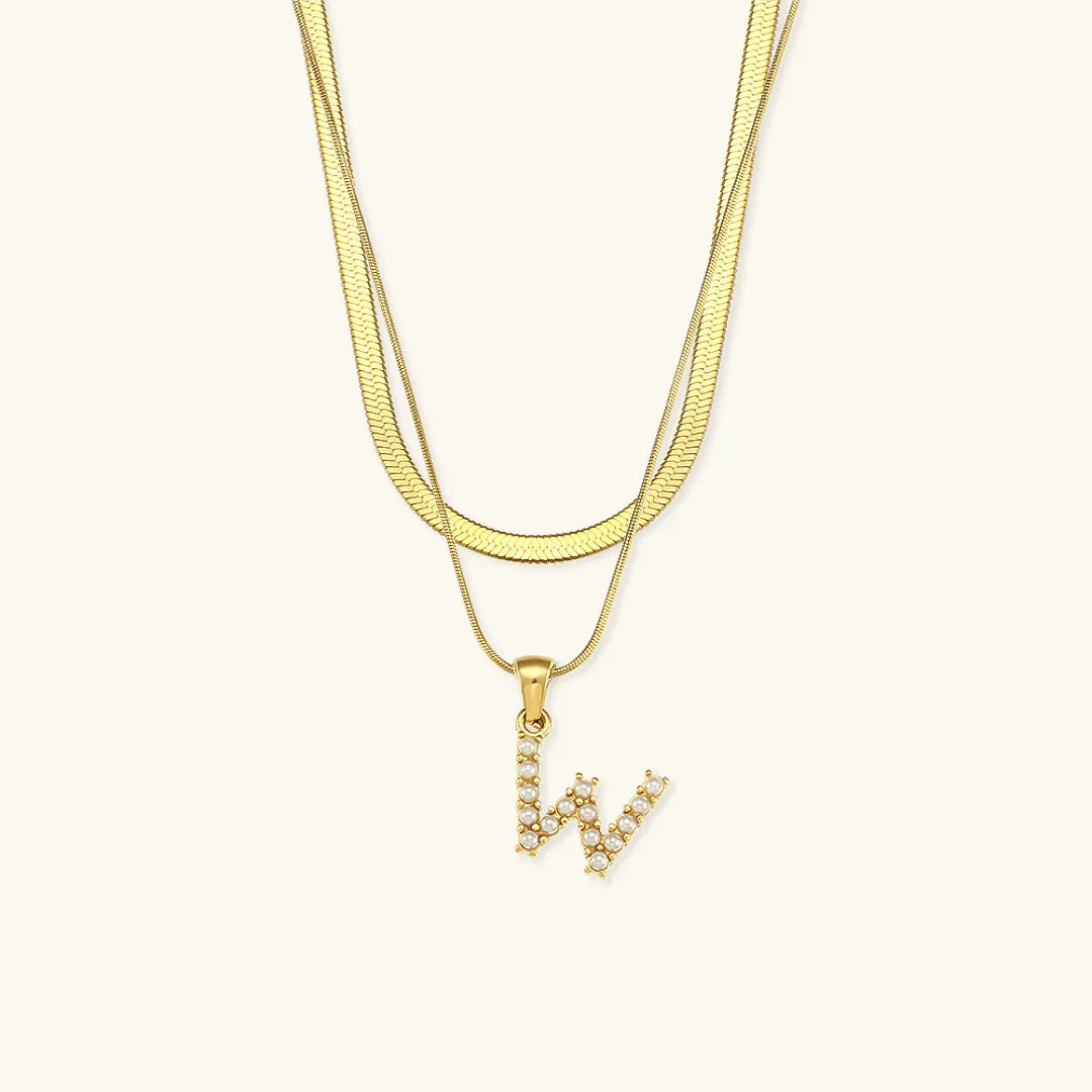 [Amore]Fiona Layered Gold Initial Letter Necklace