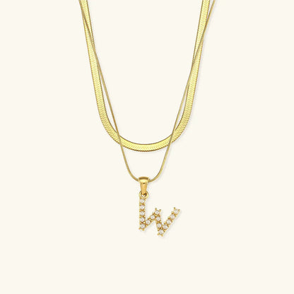 [Amore]Fiona Layered Gold Initial Letter Necklace