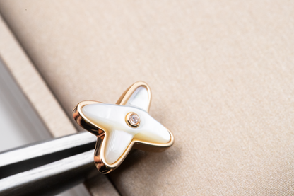 [Amore]JEUX DE WHITE MOP PINK GOLD DIAMOND EARRINGS