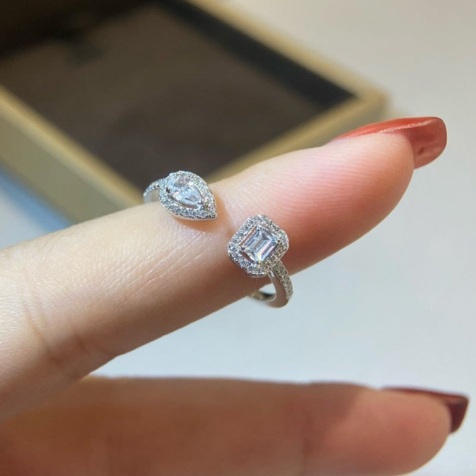 [Amore]My Twin Toi & Moi Silver Diamond Ring