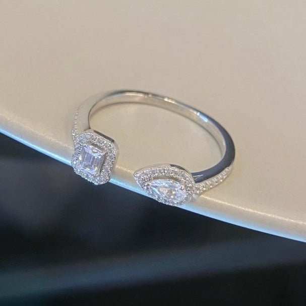 [Amore]My Twin Toi & Moi Silver Diamond Ring