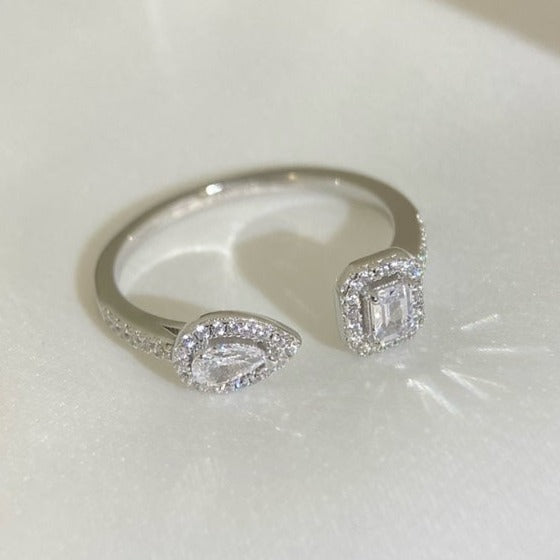 [Amore]My Twin Toi & Moi Silver Diamond Ring