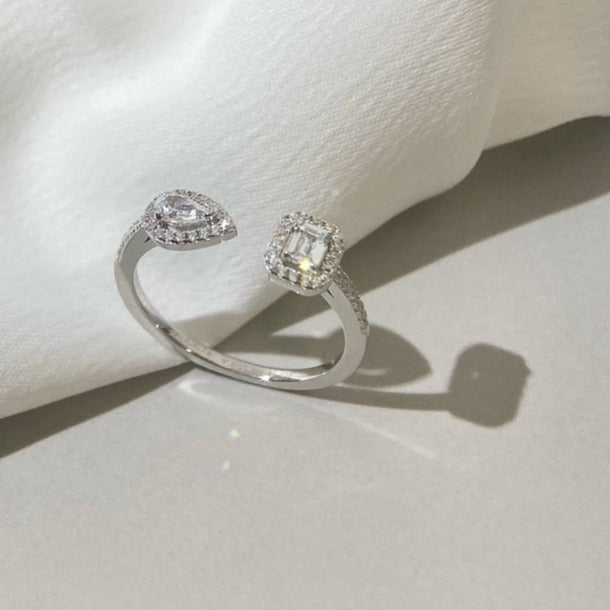 [Amore]My Twin Toi & Moi Silver Diamond Ring