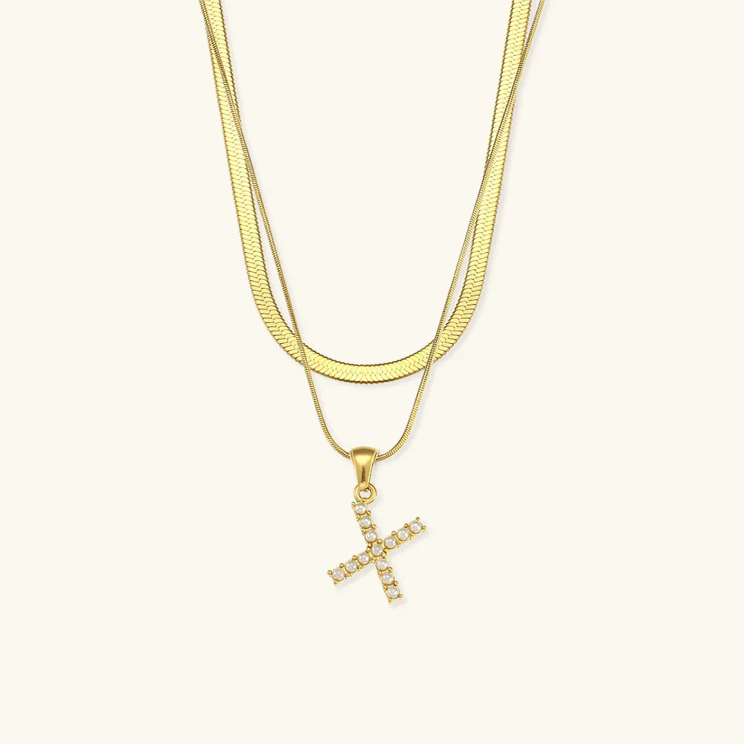 [Amore]Fiona Layered Gold Initial Letter Necklace