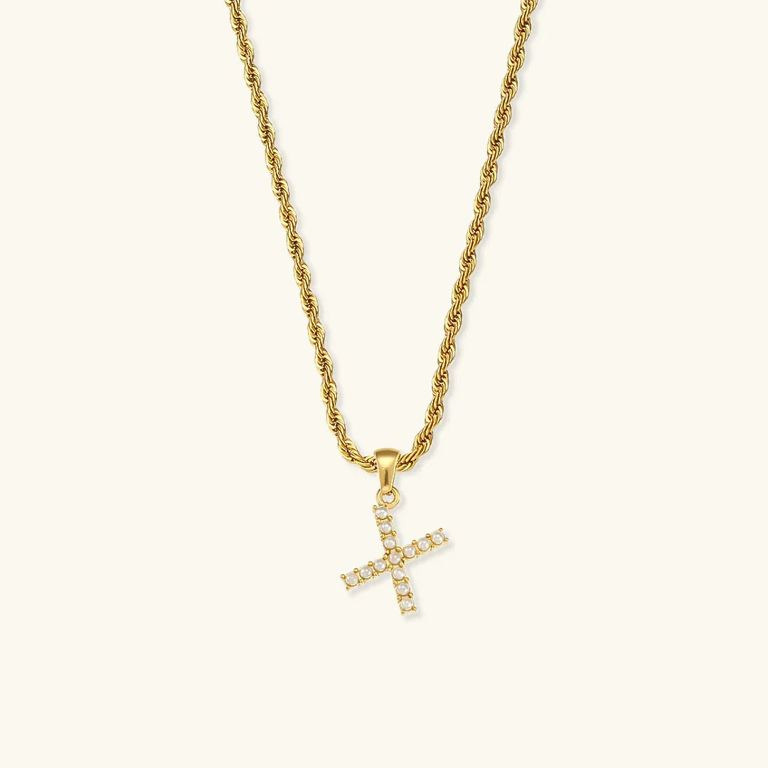 [Amore]Elodie Initial Letter Pearl Necklace