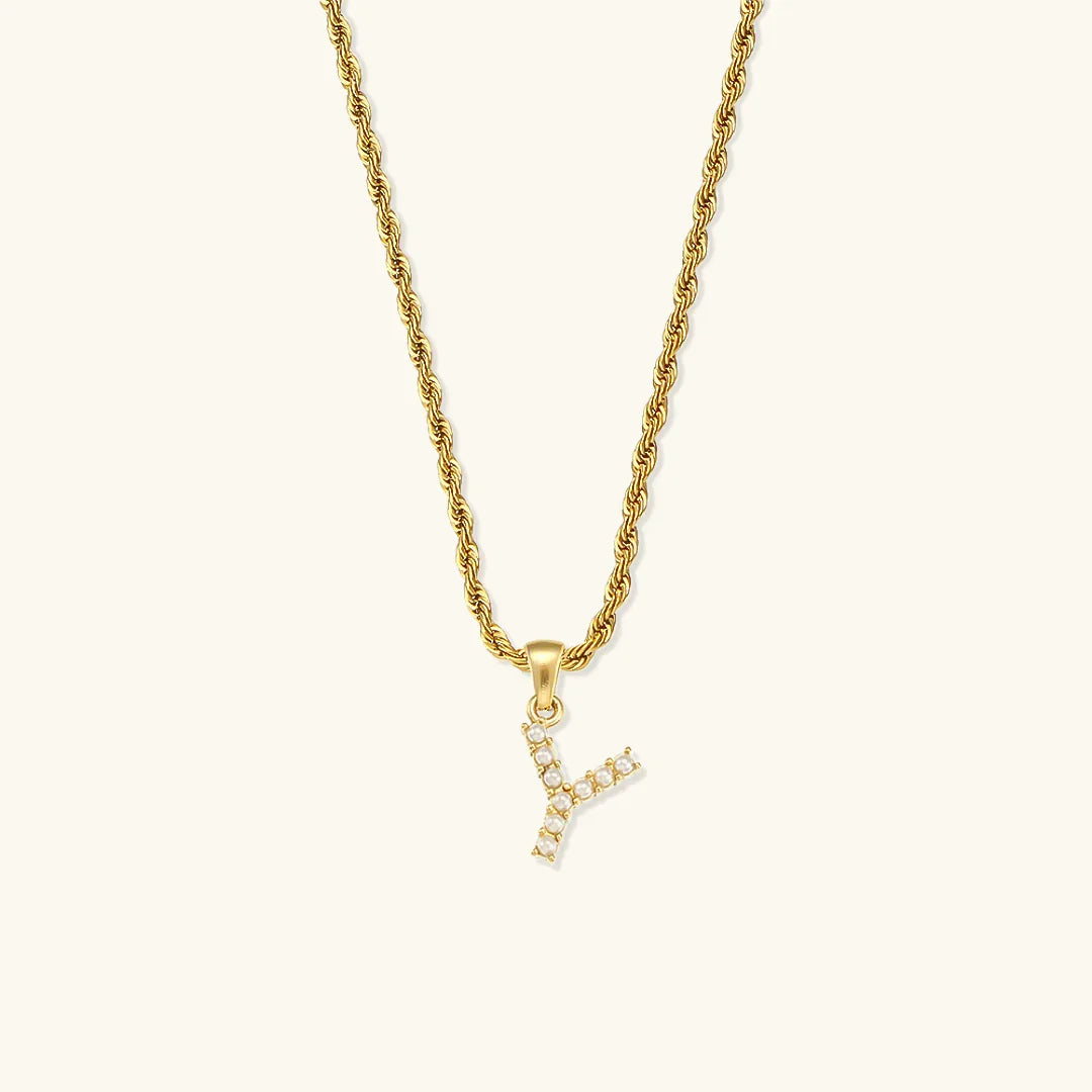 [Amore]Elodie Initial Letter Pearl Necklace