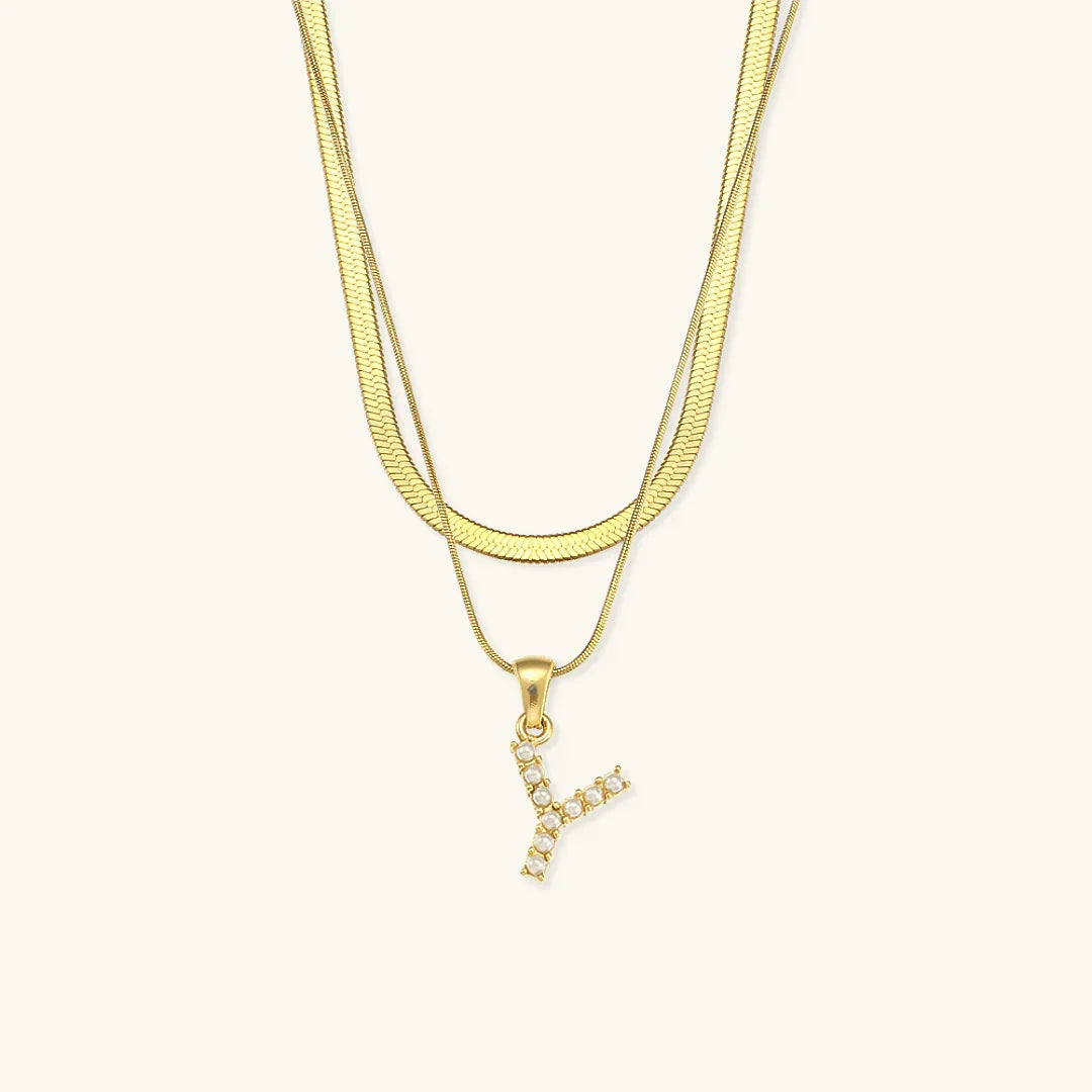 [Amore]Fiona Layered Gold Initial Letter Necklace
