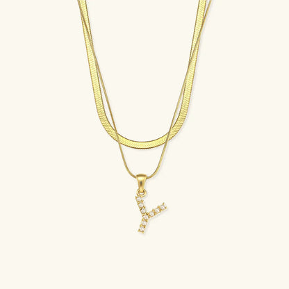 [Amore]Fiona Layered Gold Initial Letter Necklace