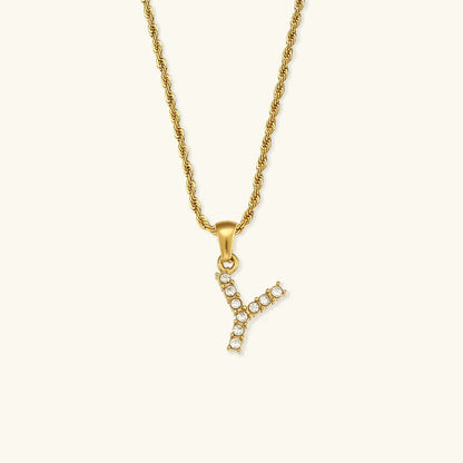 [Amore]Maeve Letter Initial Diamond Necklace