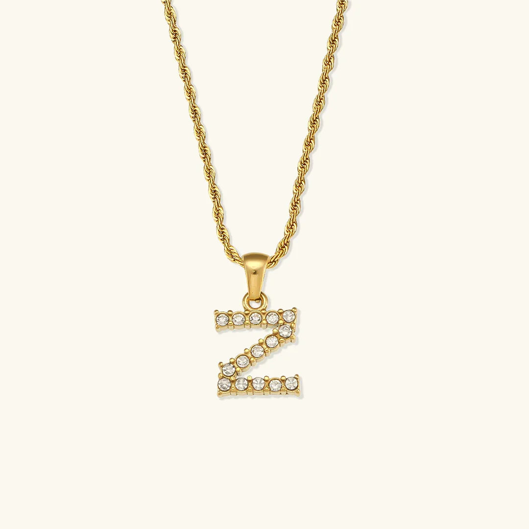 [Amore]Maeve Letter Initial Diamond Necklace