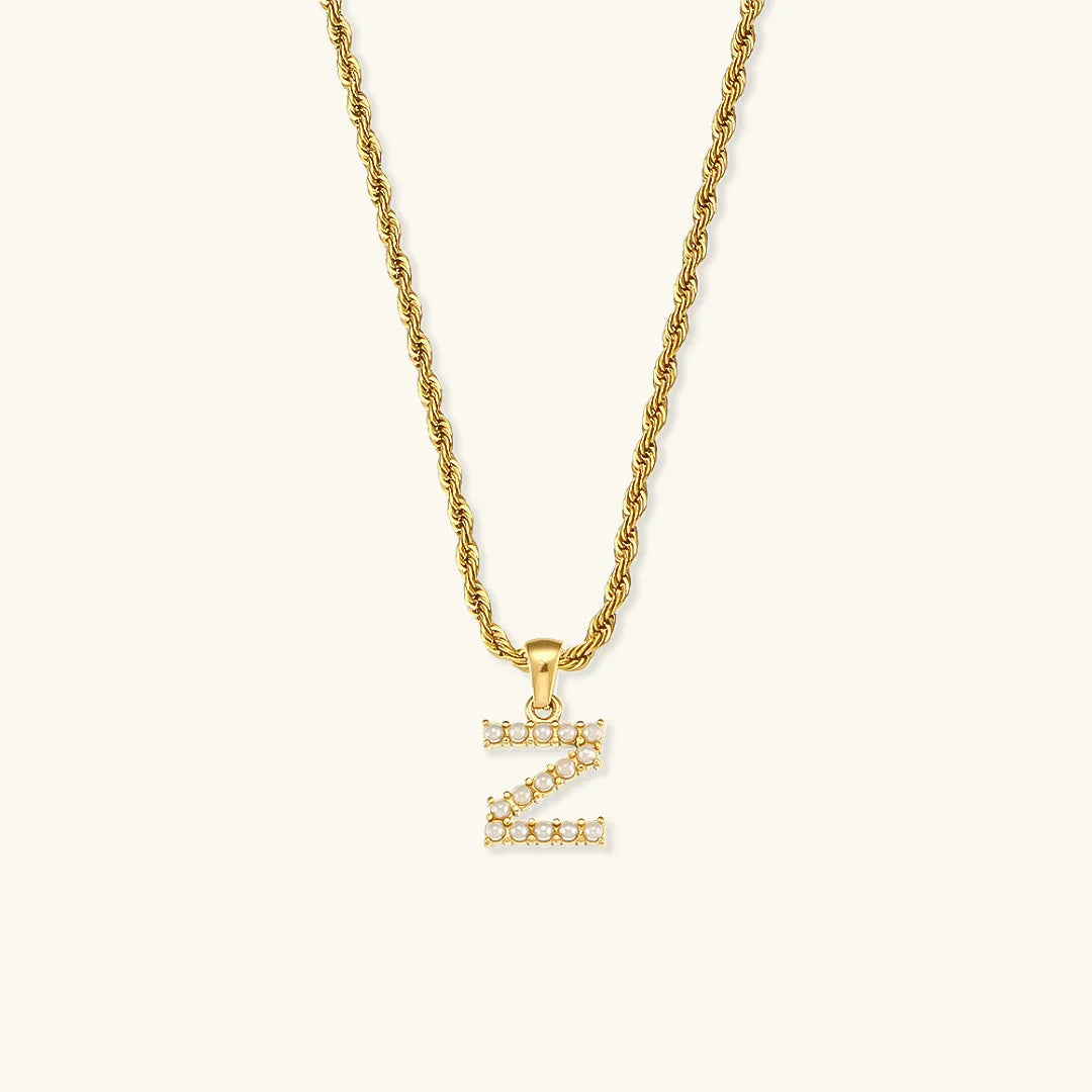 [Amore]Elodie Initial Letter Pearl Necklace