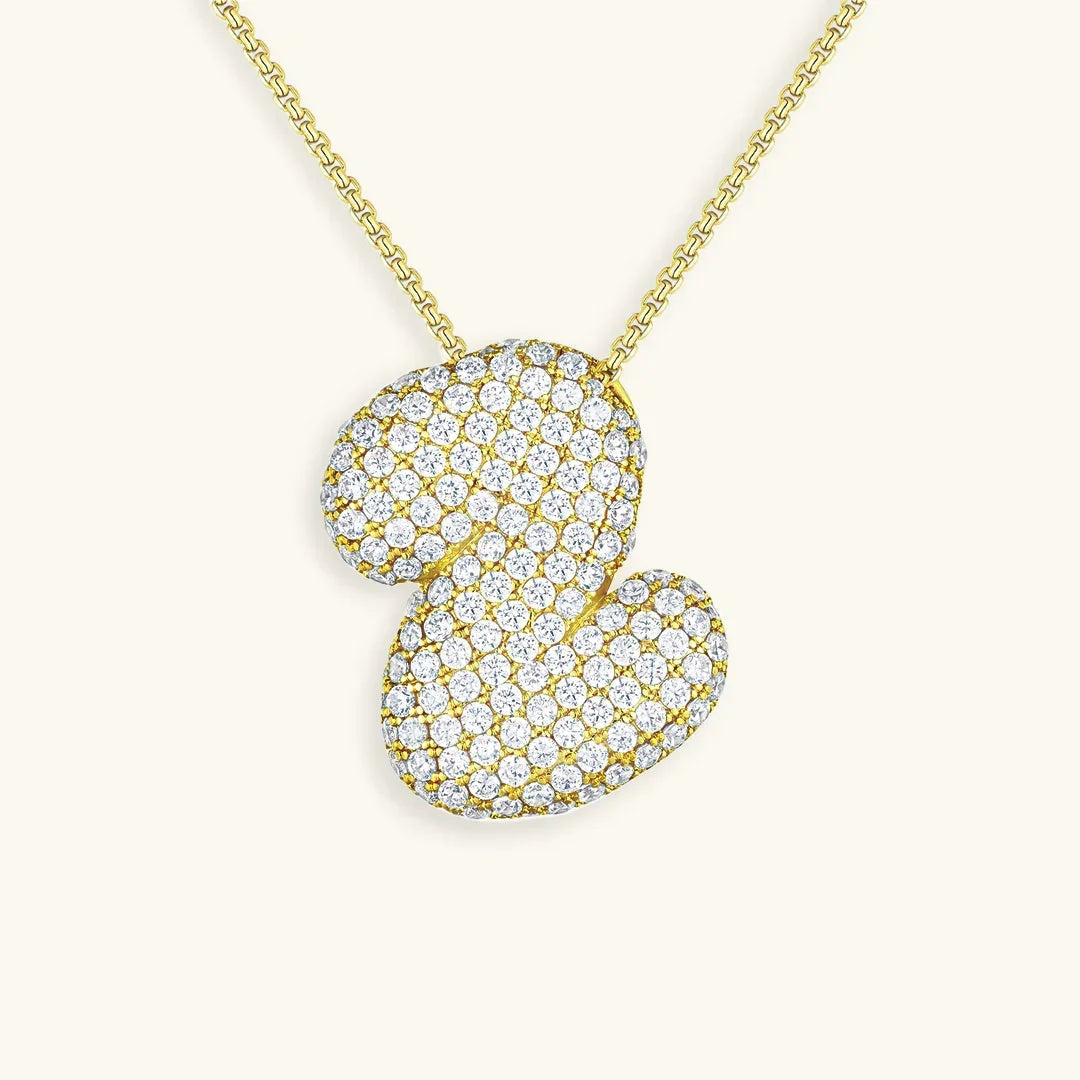 [Amore]Bubble Initial Diamond Necklace
