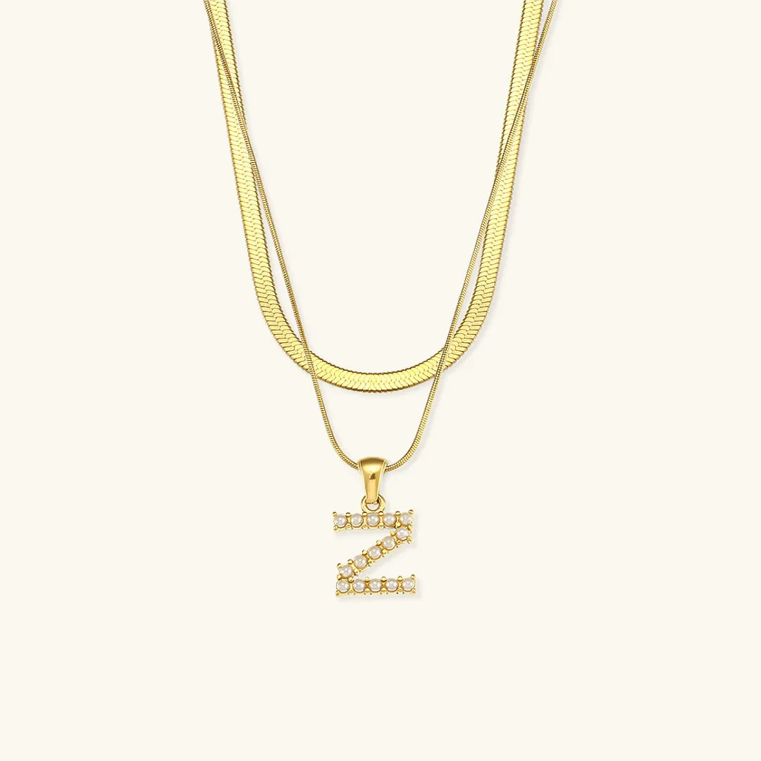 [Amore]Fiona Layered Gold Initial Letter Necklace