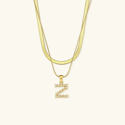 [Amore]Fiona Layered Gold Initial Letter Necklace