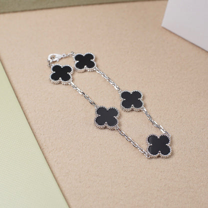 [Amore]LUCKY CLOVER 5-MOTIF BRACELET - BLACK OXNY COLLECTION