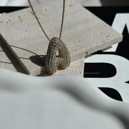 [Amore]Bubble Initial Diamond Necklace