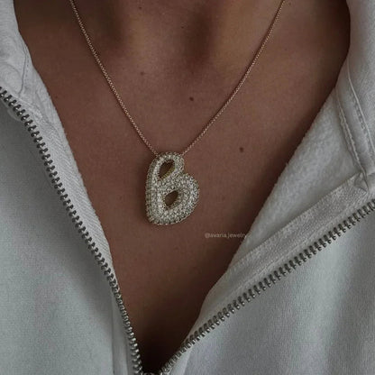 [Amore]Bubble Initial Diamond Necklace
