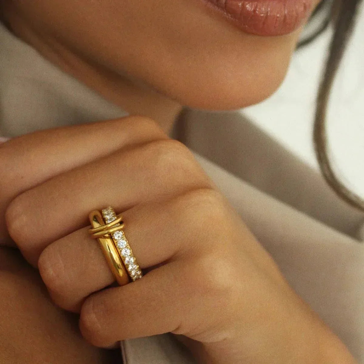 [Amore]Alison Stacked Diamond Ring