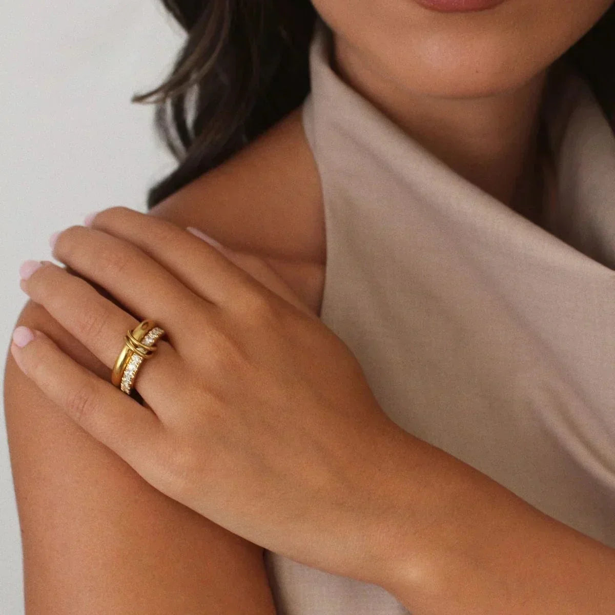 [Amore]Alison Stacked Diamond Ring