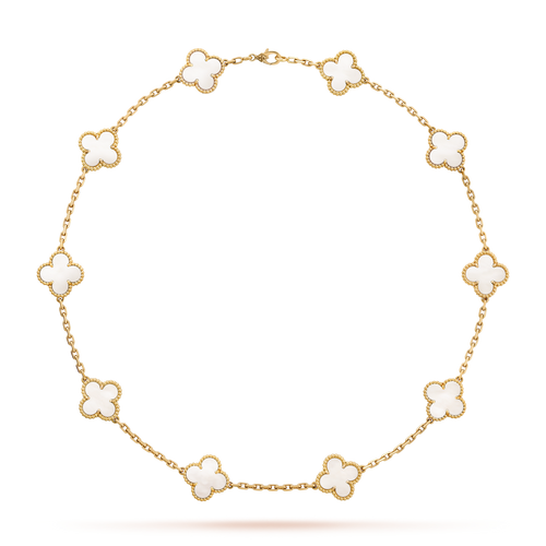 [Amore]CLOVER 10 MOTIFS WHITE MOTHER OF PEARL NECKLACE