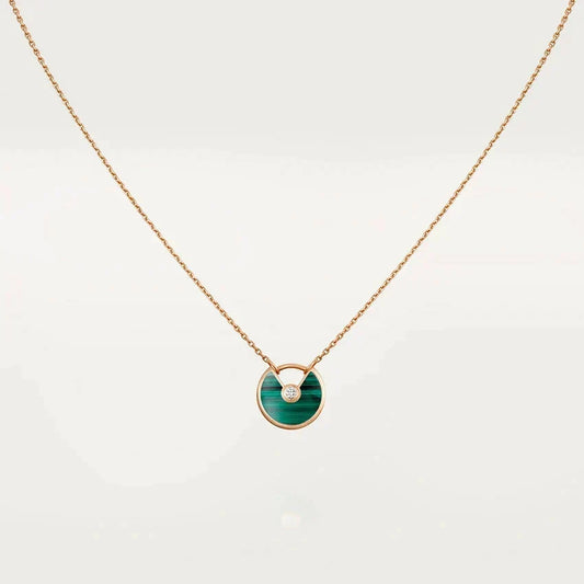 [Amore]AMULETTE ROSE GOLD MALACHITE NECKLACE
