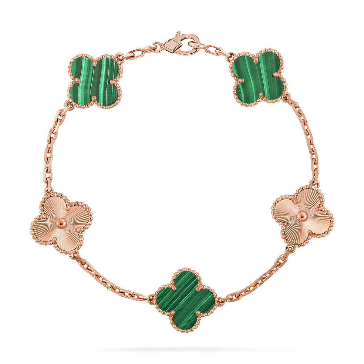 [Amore]LUCKY CLOVER 5-MOTIF BRACELET - MALACHITE COLLECTION