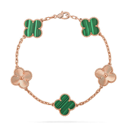 [Amore]LUCKY CLOVER 5-MOTIF BRACELET - MALACHITE COLLECTION