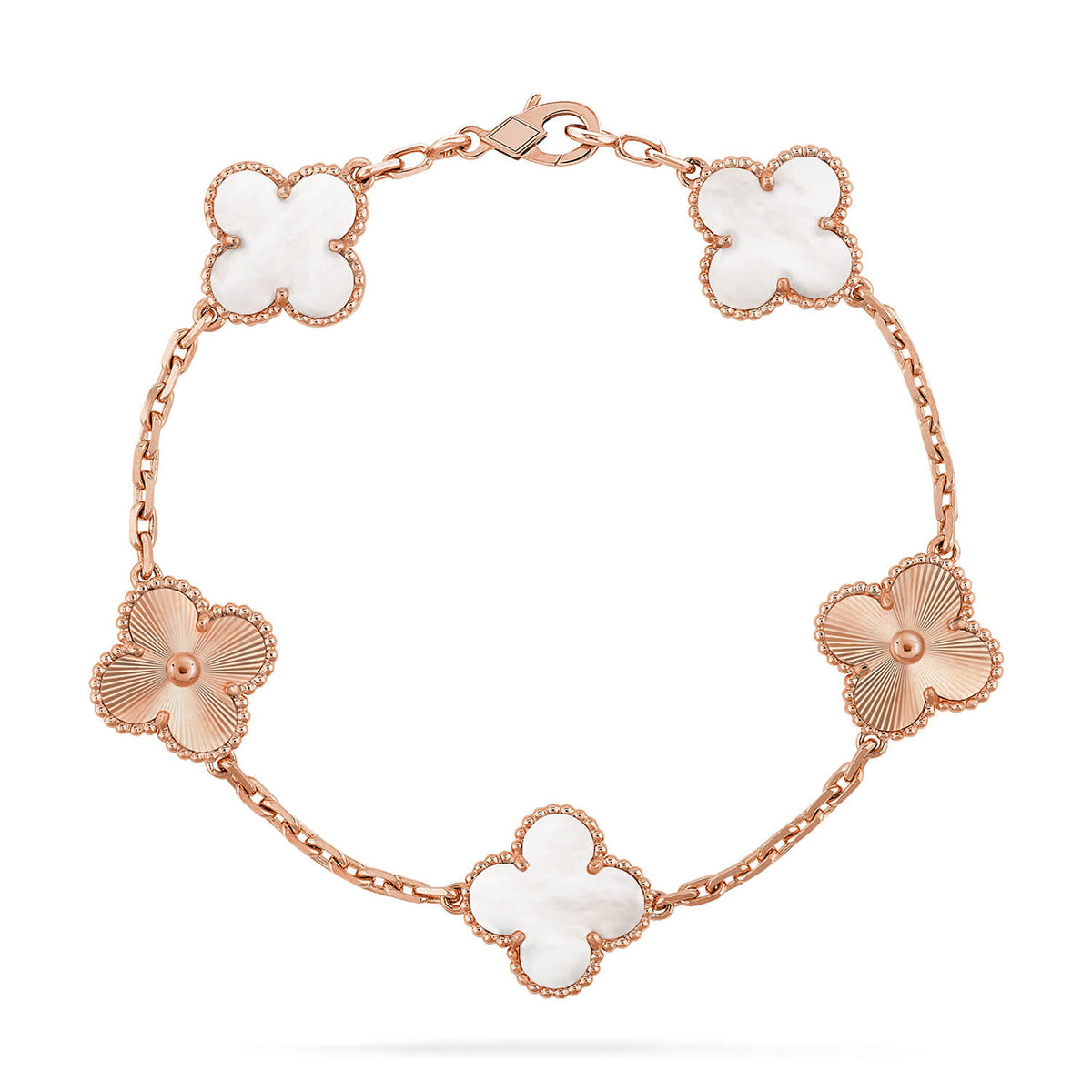 [Amore]LUCKY CLOVER 5-MOTIF BRACELET - WHITE MOTHER-OF-PEARL COLLECTION