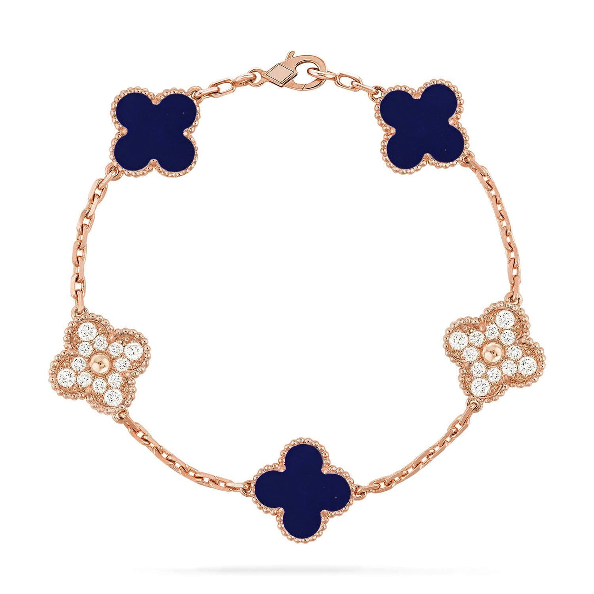 [Amore]LUCKY CLOVER 5-MOTIF BRACELET - LAPIS LAZULI COLLECTION