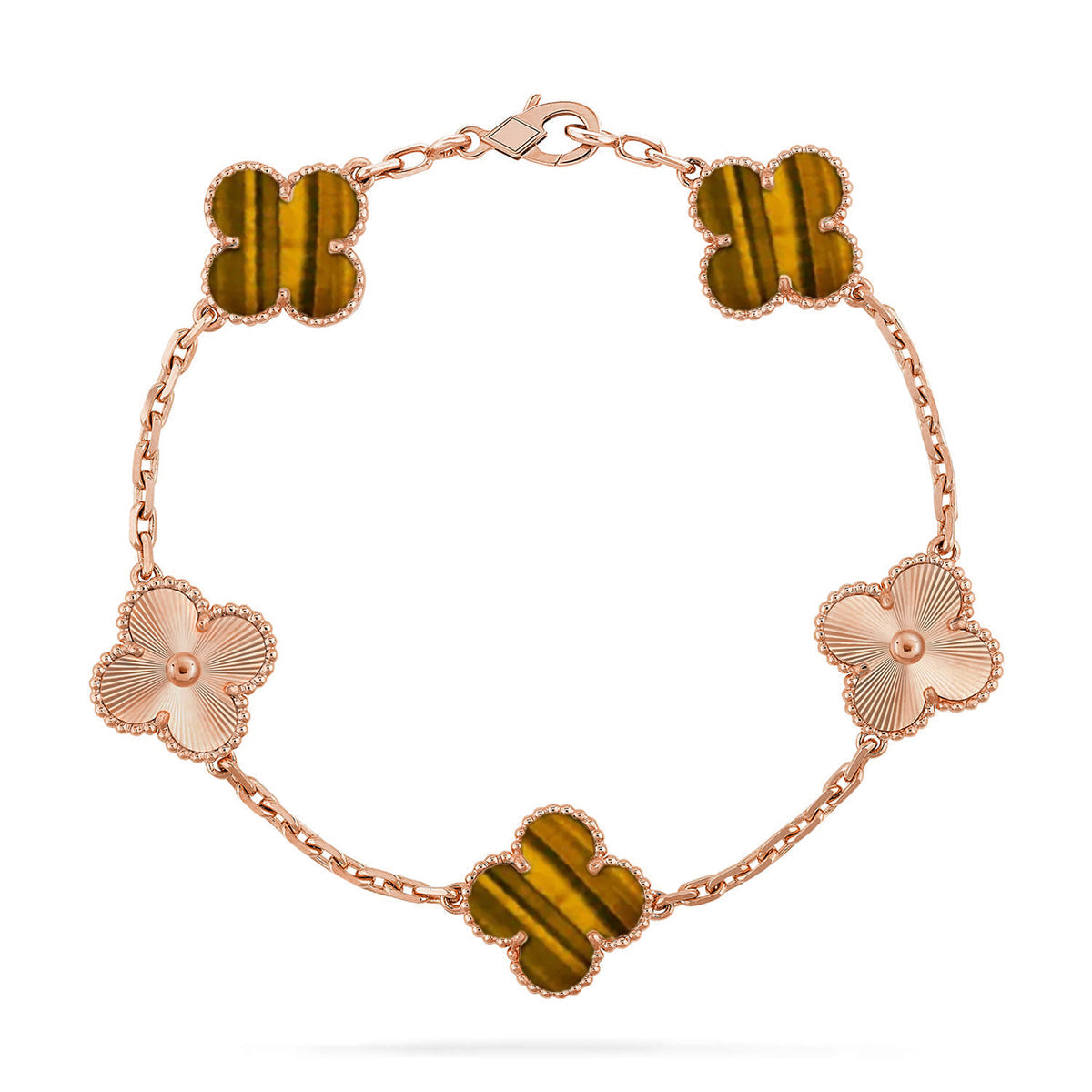 [Amore]LUCKY CLOVER 5-MOTIF BRACELET -  TIGER’S EYE COLLECTION