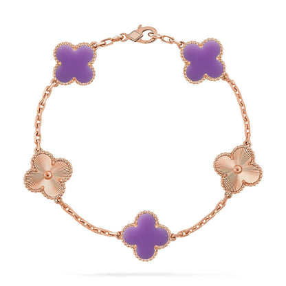 [Amore]LUCKY CLOVER 5-MOTIF BRACELET - LAVENDER COLLECTION