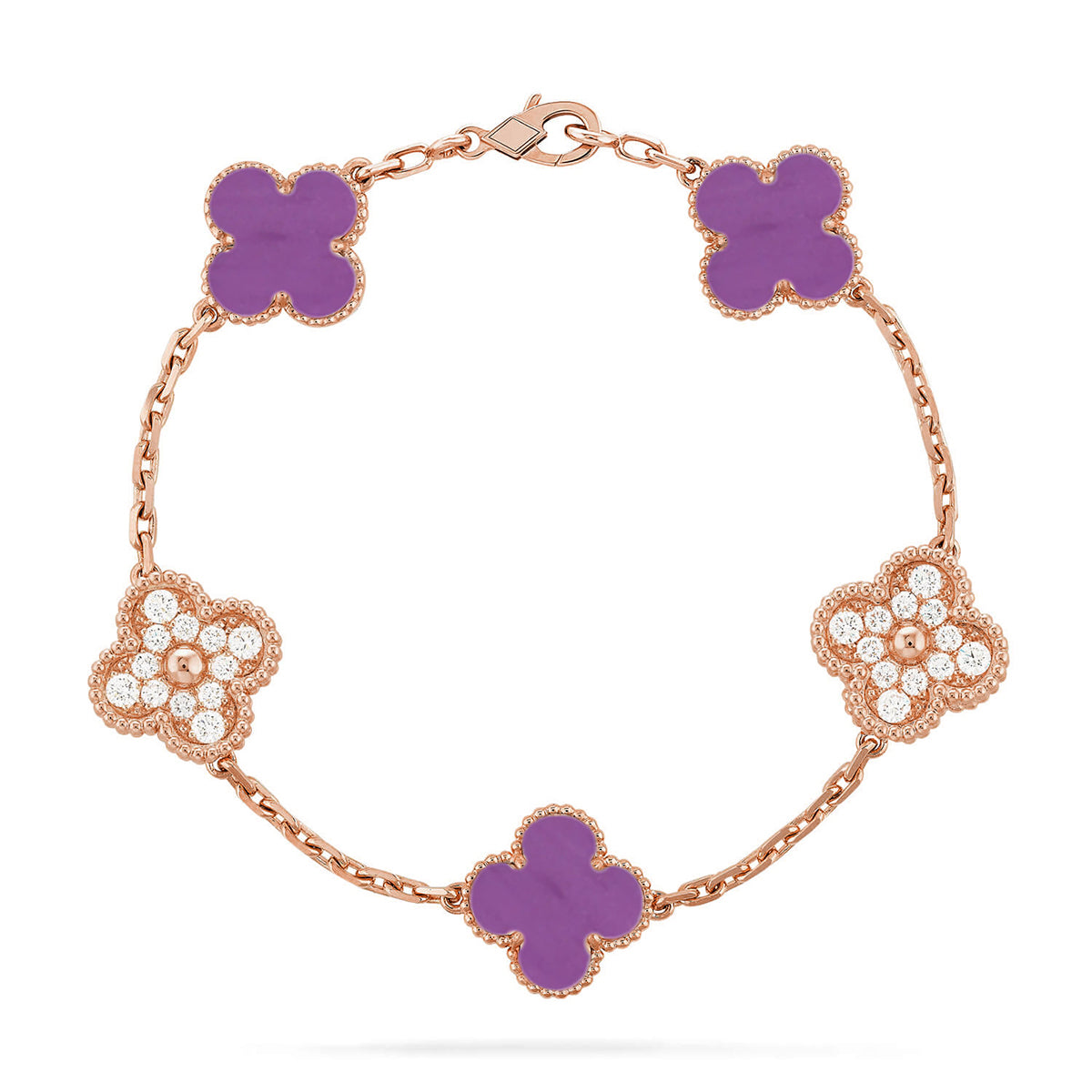 [Amore]LUCKY CLOVER 5-MOTIF BRACELET - VIOLET COLLECTION