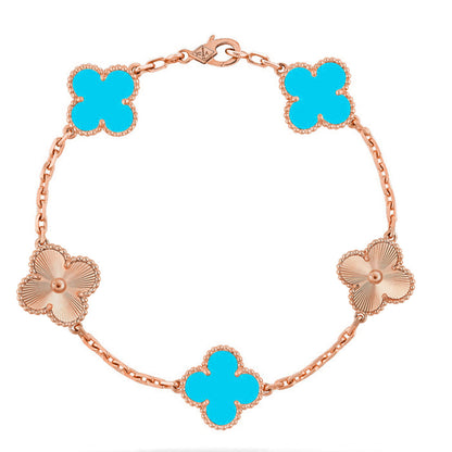 [Amore]LUCKY CLOVER 5-MOTIF BRACELET - TURQUOISE COLLECTION