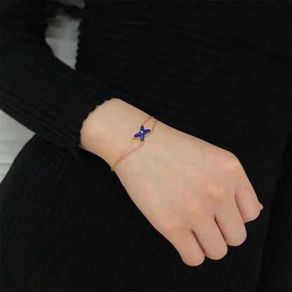 [Amore]Hollow Design Four-Leaf Clover Flower Shape Bracelet