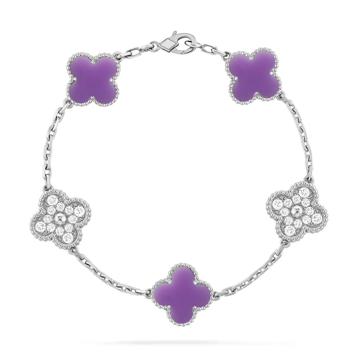 [Amore]LUCKY CLOVER 5-MOTIF BRACELET - LAVENDER COLLECTION