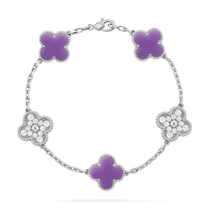 [Amore]LUCKY CLOVER 5-MOTIF BRACELET - LAVENDER COLLECTION