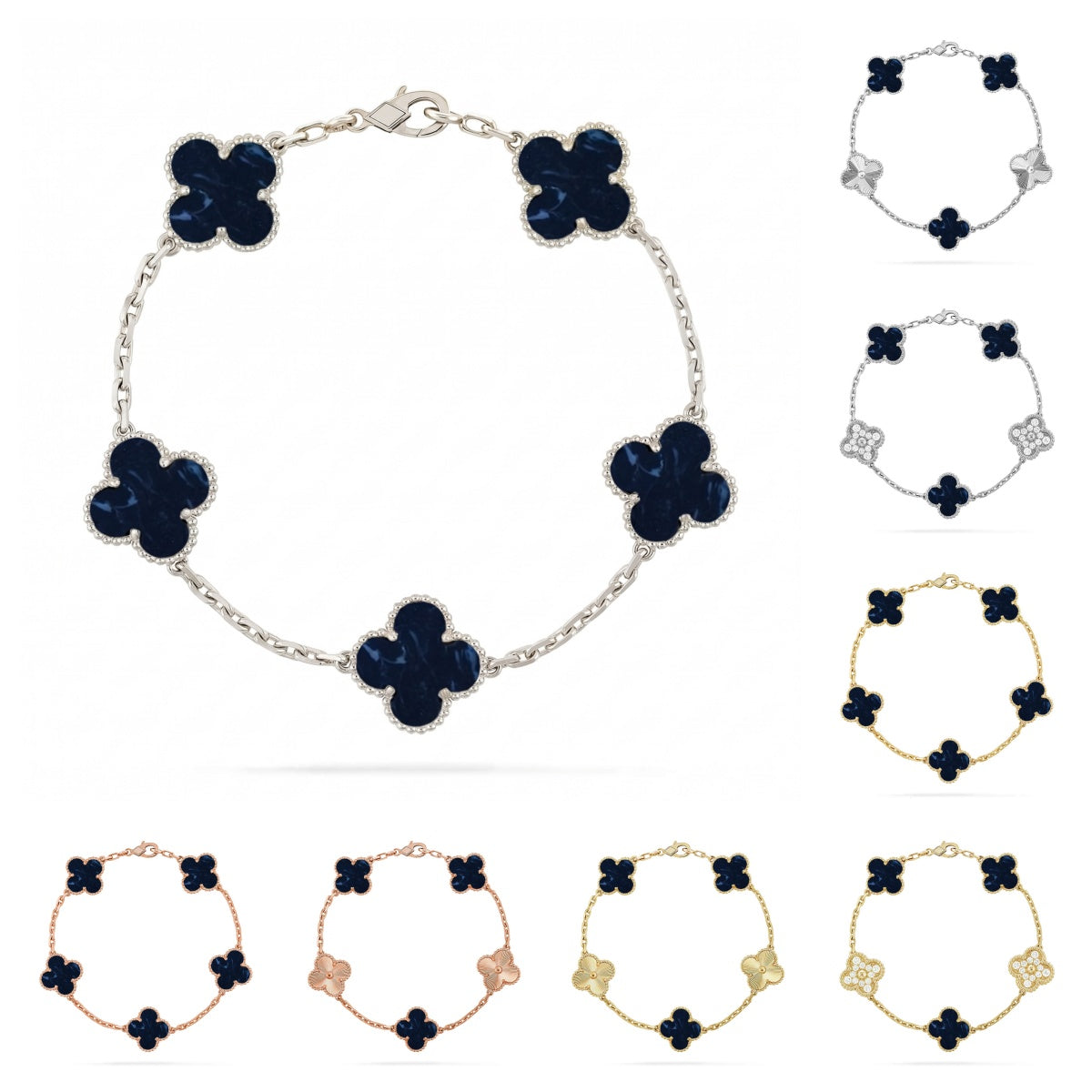 [Amore]LUCKY CLOVER 5-MOTIF BRACELET - PIETERSITE COLLECTION