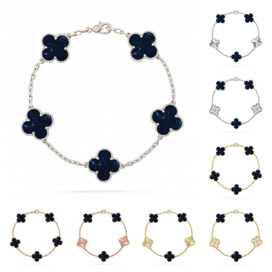[Amore]LUCKY CLOVER 5-MOTIF BRACELET - PIETERSITE COLLECTION