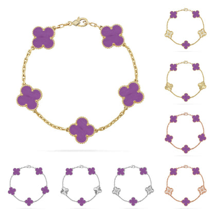 [Amore]LUCKY CLOVER 5-MOTIF BRACELET - VIOLET COLLECTION