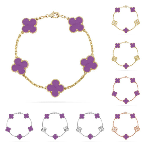 [Amore]LUCKY CLOVER 5-MOTIF BRACELET - VIOLET COLLECTION