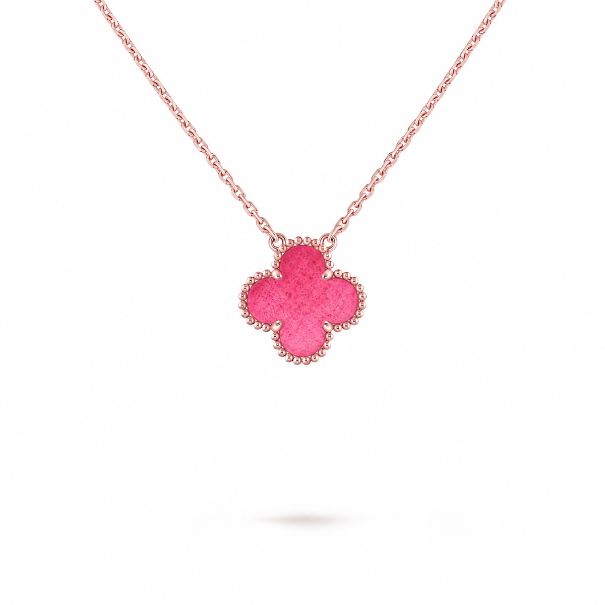 [Amore] NEW CLOVER 15MM PINK ENAMEL NECKLACE