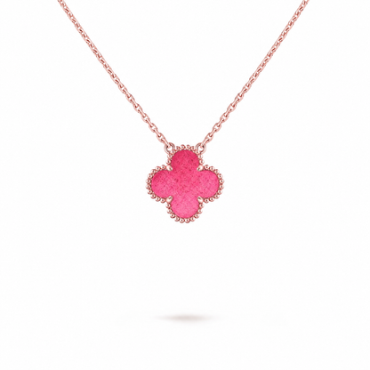 [Amore] NEW CLOVER 15MM PINK ENAMEL NECKLACE