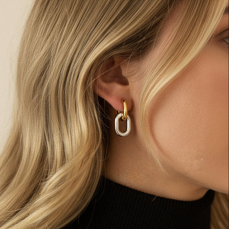 [Amore]Pippa Two Tone Double Hoops