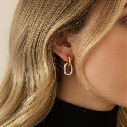 [Amore]Pippa Two Tone Double Hoops
